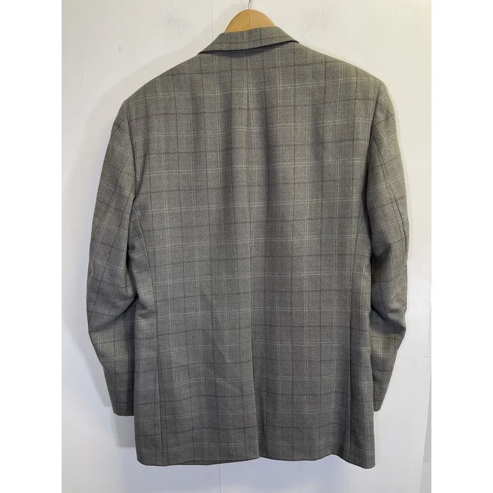 Jos A Bank Men's 41L Wool Gray Plaid 2 Button Sport Coat Blazer‎ Jacket